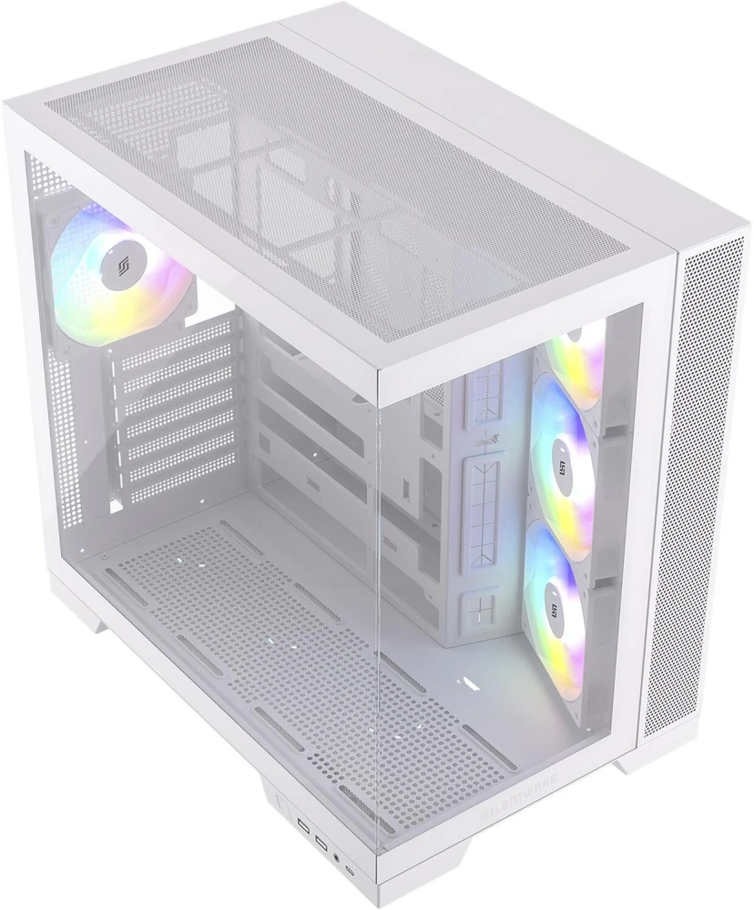 Silentware View A-RGB kompiuterio korpusas VIEWWHITE, 50 l, Midi-Tower, grūdintas stiklas, plienas, ATX