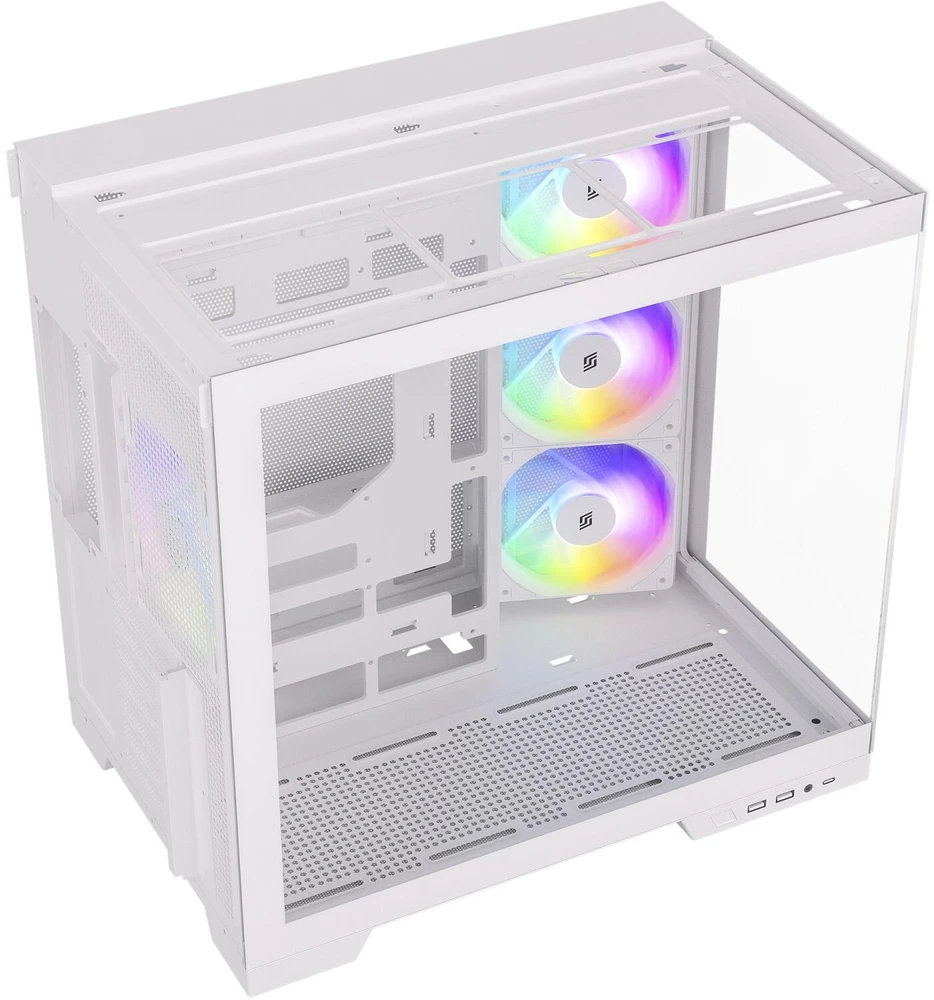Silentware View A-RGB kompiuterio korpusas VIEWWHITE, 50 l, Midi-Tower, grūdintas stiklas, plienas, ATX