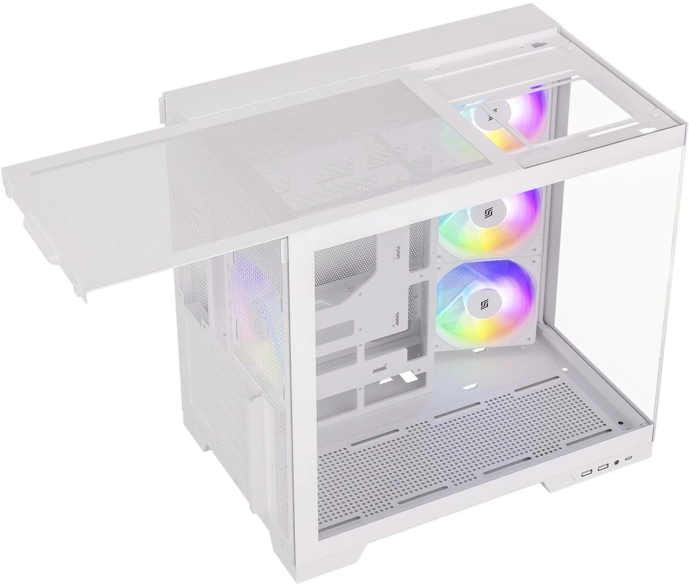 Silentware View A-RGB kompiuterio korpusas VIEWWHITE, 50 l, Midi-Tower, grūdintas stiklas, plienas, ATX