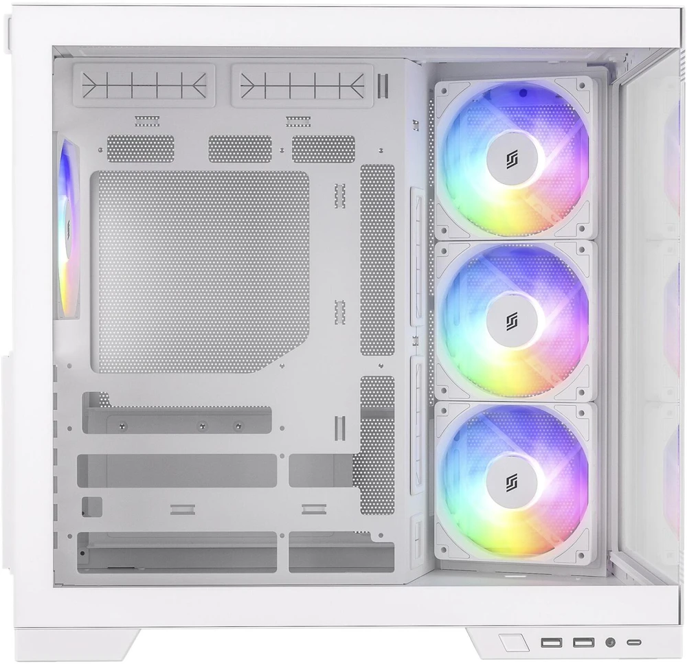Silentware View A-RGB kompiuterio korpusas VIEWWHITE, 50 l, Midi-Tower, grūdintas stiklas, plienas, ATX