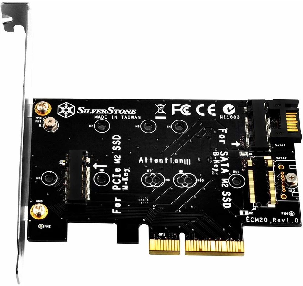 SilverStone PCIe 3.0 x4 valdiklis – M.2 M klavišas + M.2 B klavišas (SST-ECM20)