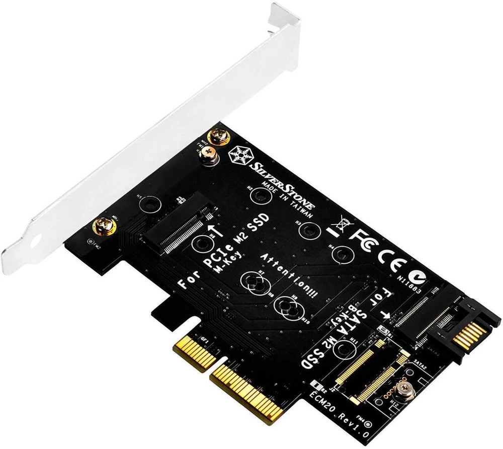 SilverStone PCIe 3.0 x4 valdiklis – M.2 M klavišas + M.2 B klavišas (SST-ECM20)