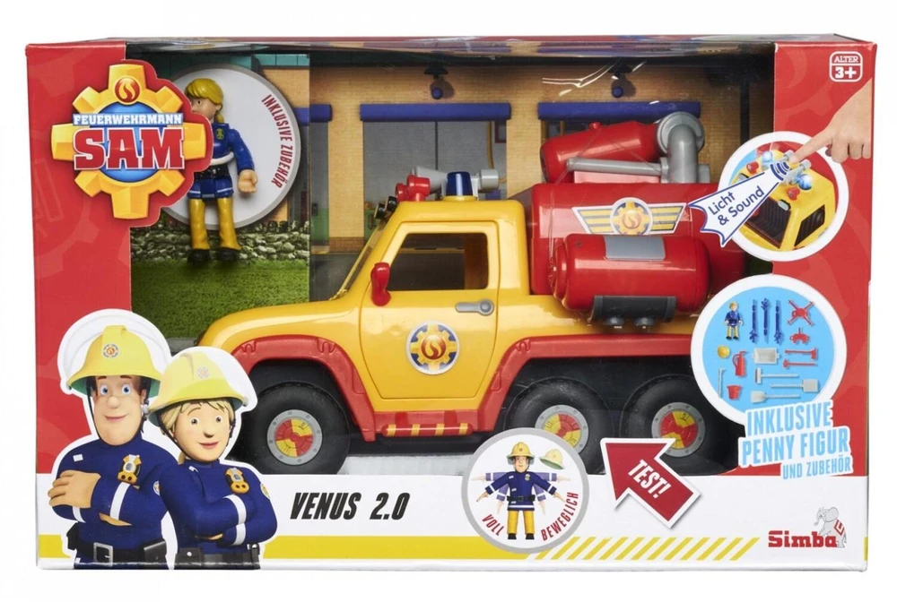 Simba Fireman Sam Fire Engine Venus 2.0 žaislinė transporto priemonė (geltona / oranžinė, su paveikslėliu)