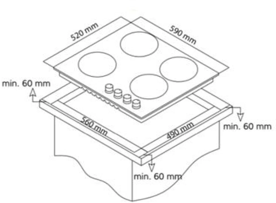 Simfer | Kaitlentė | H6.040.DECSP | Vitrokeramika | Degiklių / virimo zonų skaičius 4 | Palieskite | Juodas