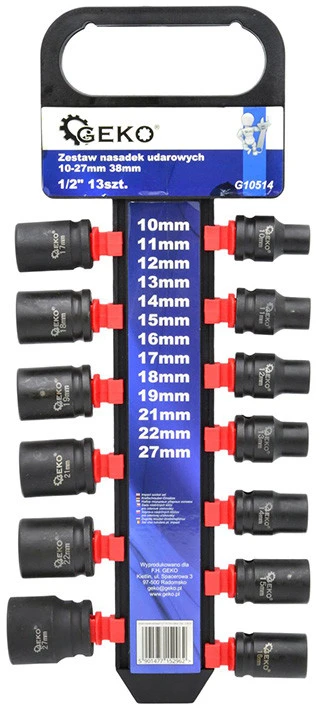 Geko Rinkinys NASADEK UDAROWYCH 1/2'' 10-27MM 38MM 13SZT.(5) G10514 GEKO