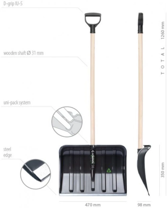 Prosperplast sniego kastuvas 47 ECO, juodas 47 cm