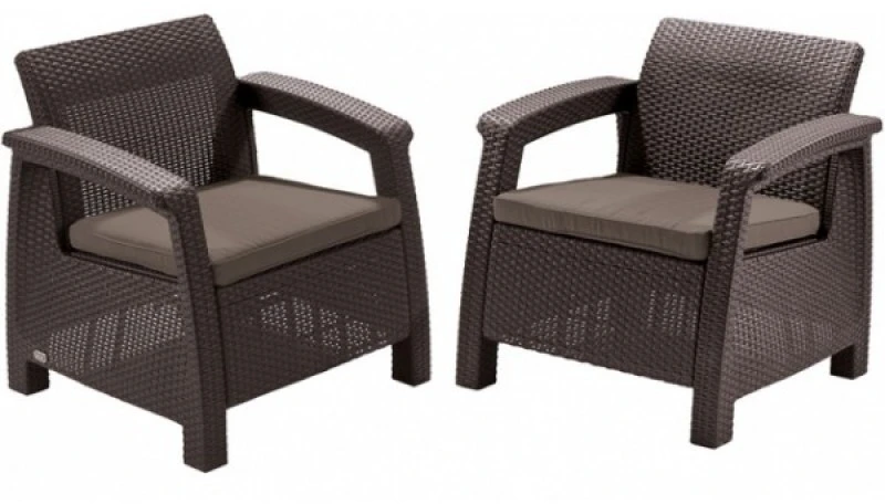 Fotelis Keter 2 fotelių komplektas Corfu duo rudas K223194