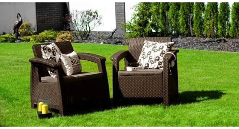 Fotelis Keter 2 fotelių komplektas Corfu duo rudas K223194