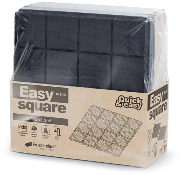 PROSPERPLAST VEJOS KORIO PLOKŠTĖ EASY SQUARE – JUODA 9 vnt. 1,5m2