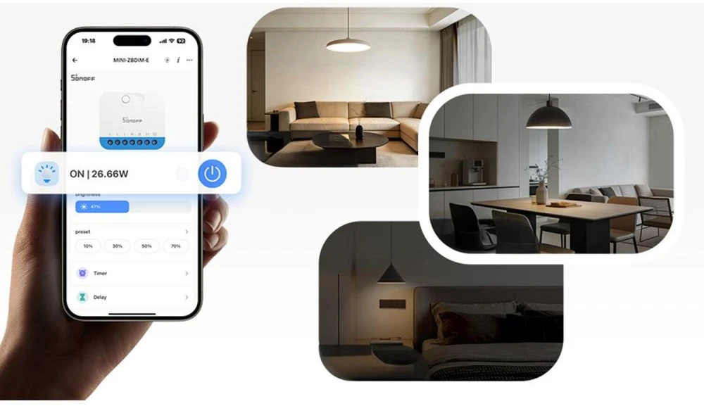 Sonoff Fusion serijos Orb-DIM 1 kanalo Zigbee šviesos reguliatorius (dimeris)