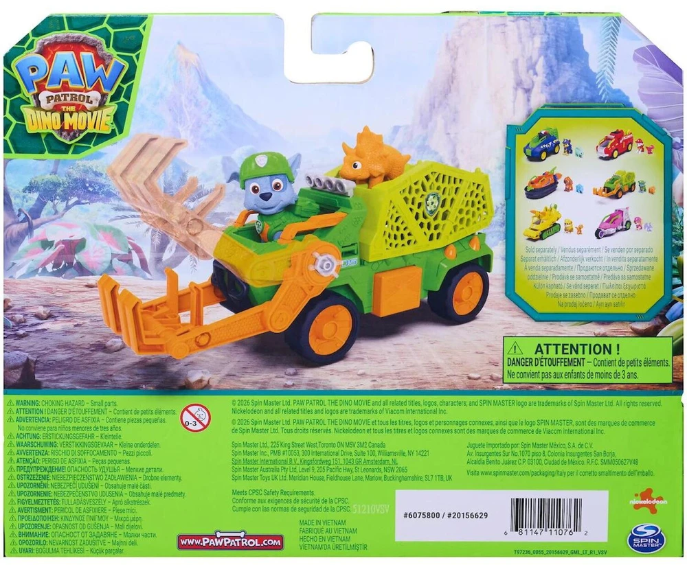 Spin Master PAW PATROL transporto priemonė Dino Theme Rocky, 6075772