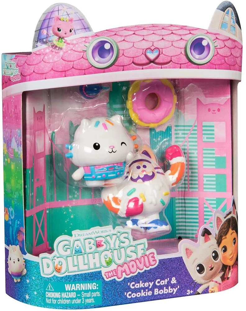 Spin Master Gabby's Dollhouse Cakey Cat & Cookie Bobby 6074285, 2 vnt., įvairiaspalvis, figūrėlių rinkinys, 3 m., plastikas