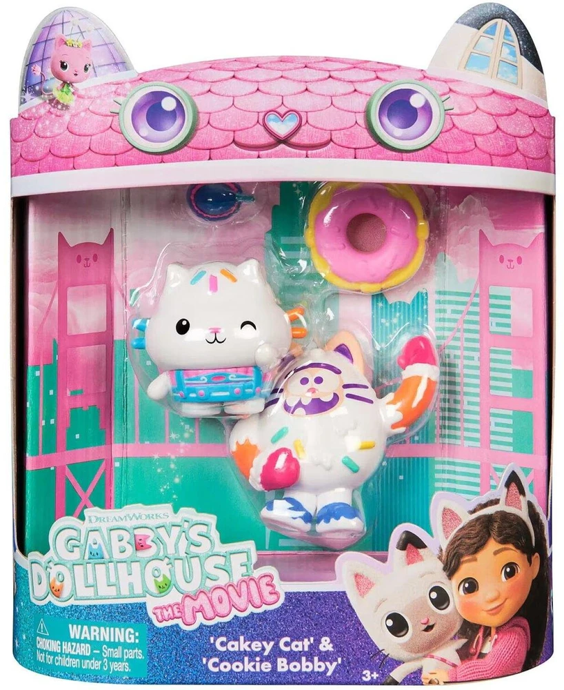 Spin Master Gabby's Dollhouse Cakey Cat & Cookie Bobby 6074285, 2 vnt., įvairiaspalvis, figūrėlių rinkinys, 3 m., plastikas