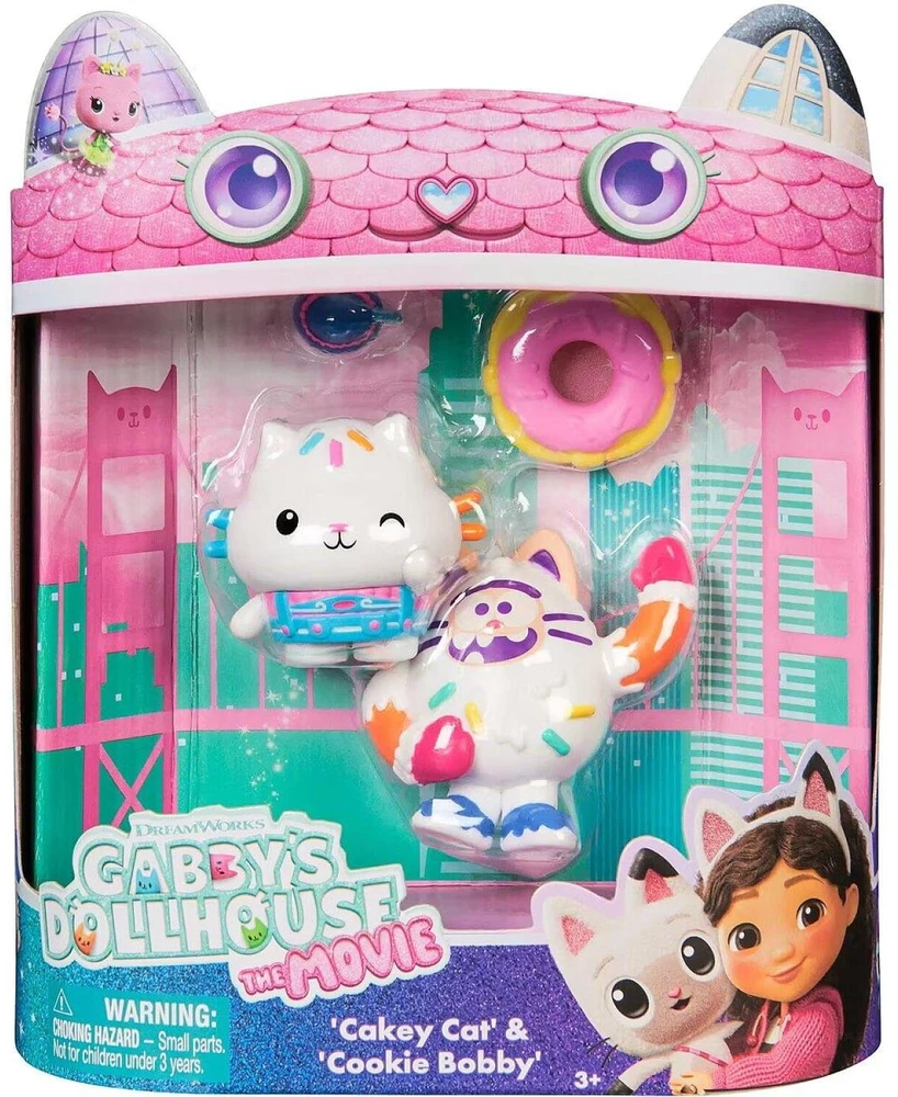 Spin Master Gabby's Dollhouse Cakey Cat & Cookie Bobby 6074285, 2 vnt., įvairiaspalvis, figūrėlių rinkinys, 3 m., plastikas