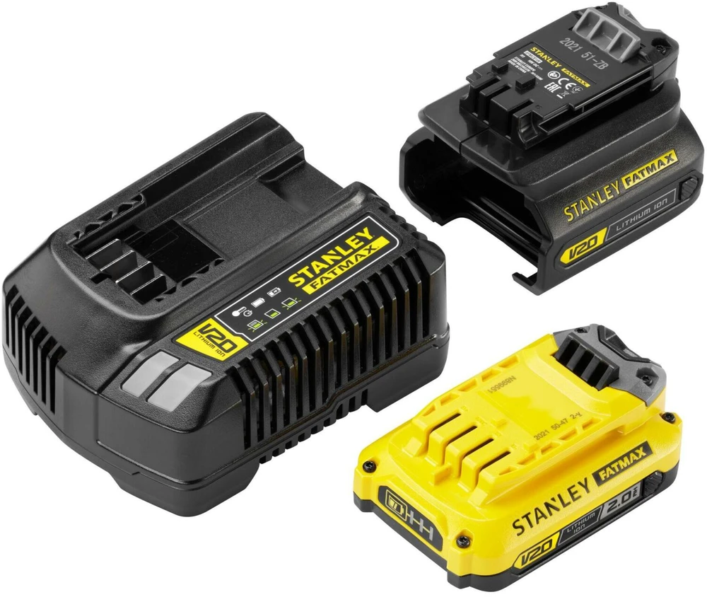 Priedų rinkinys Stanley Adapteris Set V20; 18 V; 2,0 Ah + pakrovėjas