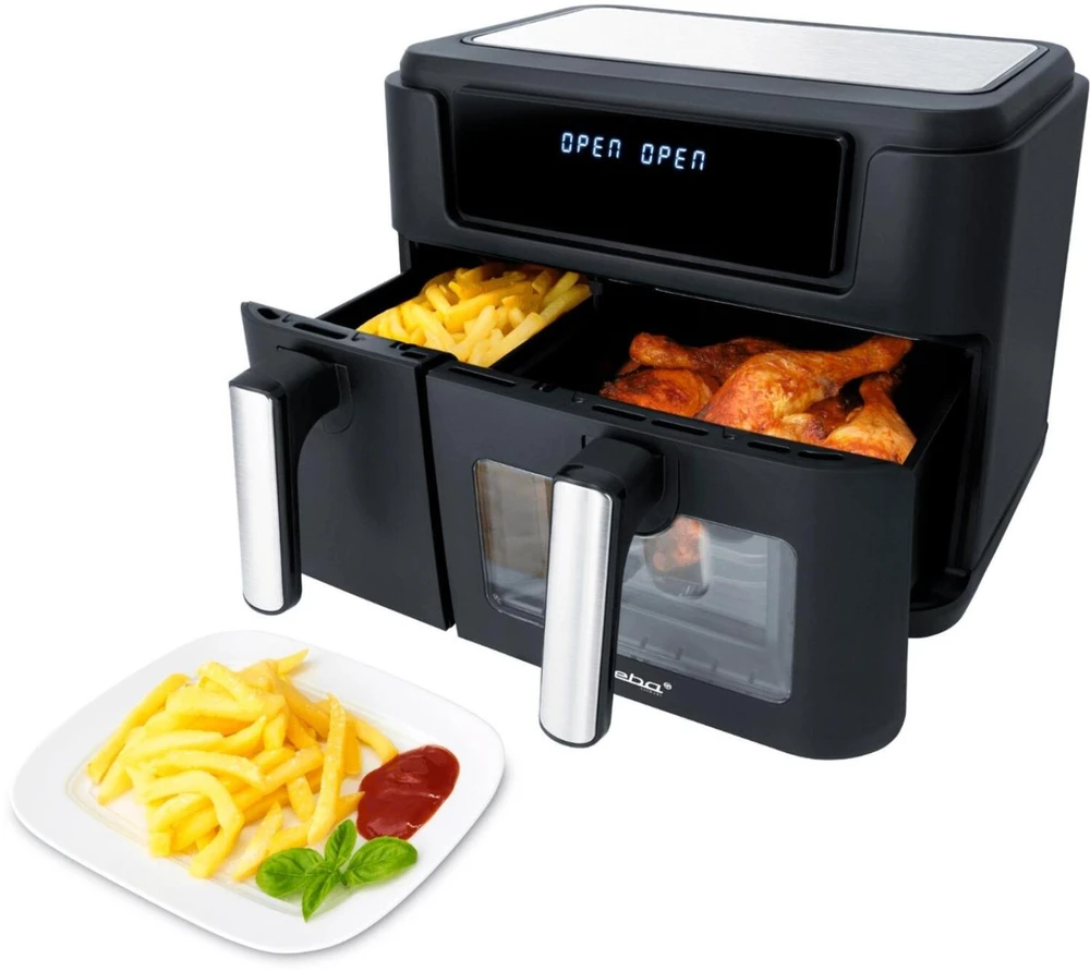 Steba dviguba karšto oro gruzdintuvė HF 9500 DUO 269500, 2400W, 9,5l, 60-200°C, 60min laikmatis, 10 automatinės programos, ekranas