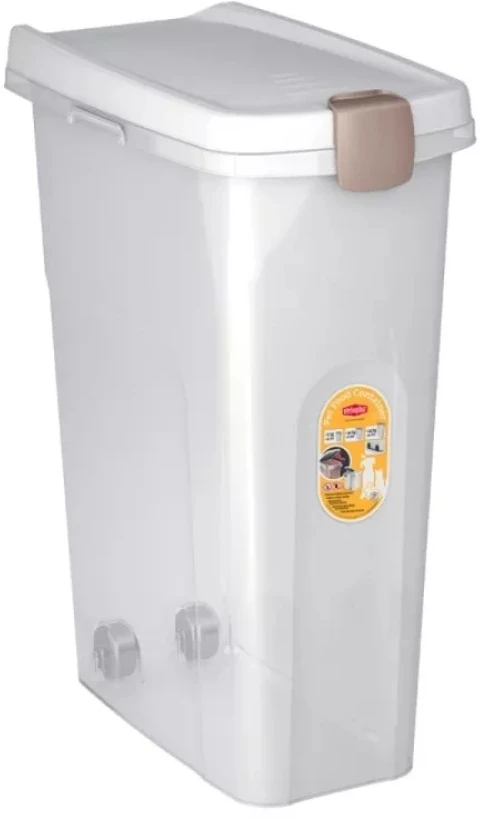 Stefanplast Talpykla su ratukais naminių gyvūnėlių maistui laikyti 15kg 40L 45x27x61cm skaidrus baltas