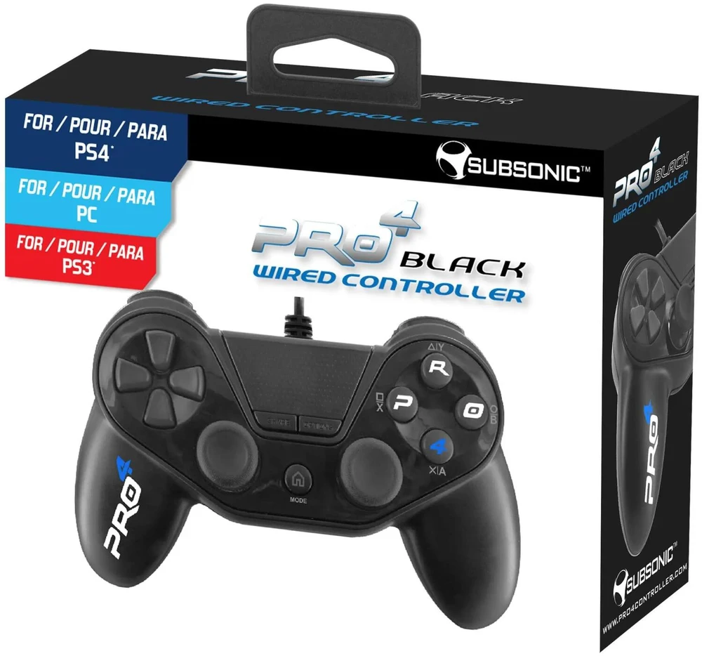 Subsonic Pro 4 Wired Controller for PS4 juodos spalvos