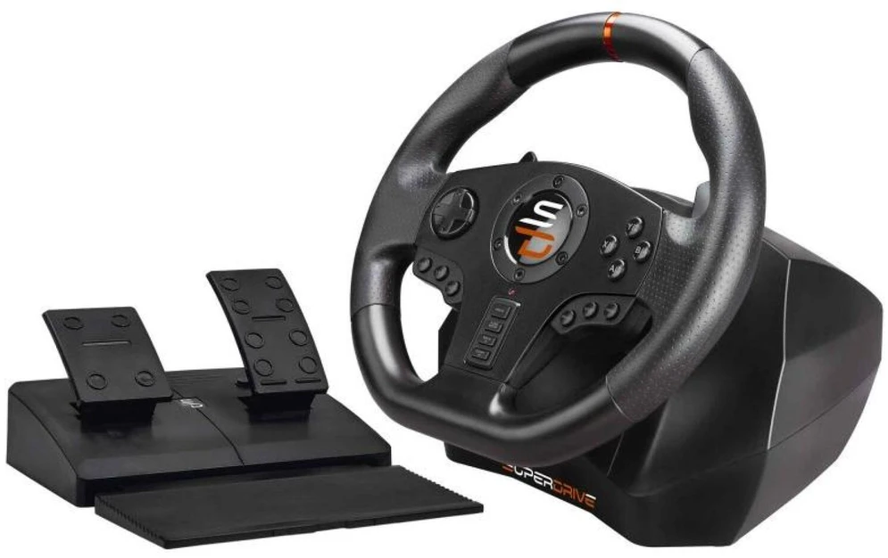 Laidinis žaidimų vairo komplektas su pedalais Subsonic Superdrive SV 710 Pro Sport, 28 cm