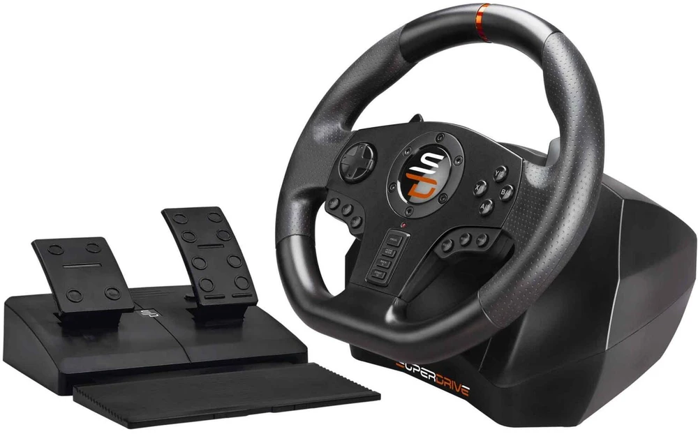 Laidinis žaidimų vairo komplektas su pedalais Subsonic Superdrive SV 710 Pro Sport, 28 cm