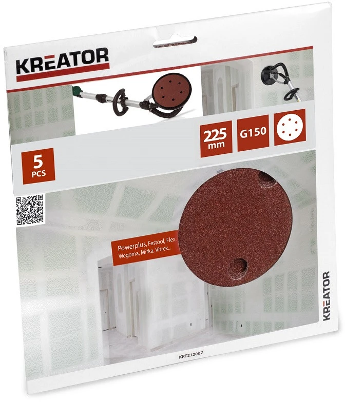 Švitrinio popieriaus diskas Ø225mm, G150 (5vnt.), Audinio pagrindas Kreator