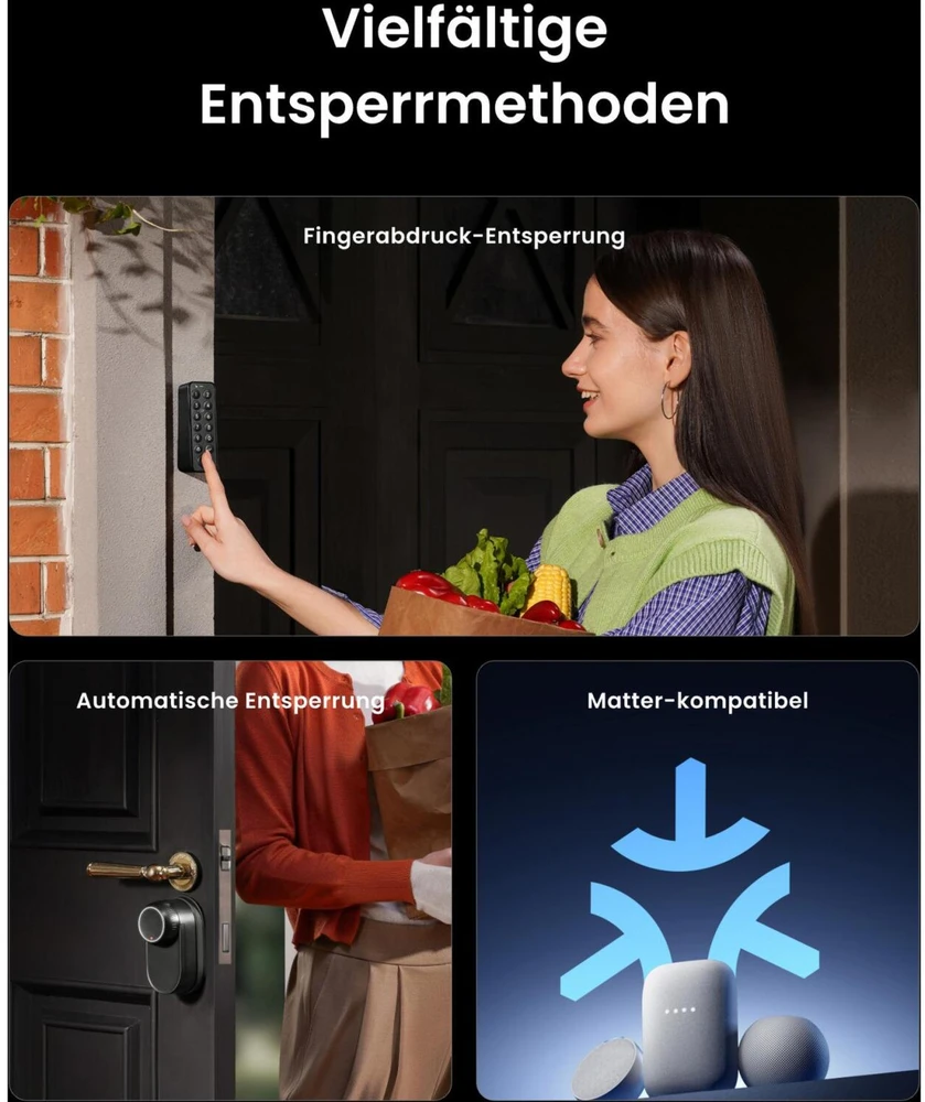 SwitchBot Lock Ultra rinkinys su Hub Mini Matter ir klaviatūra Touch