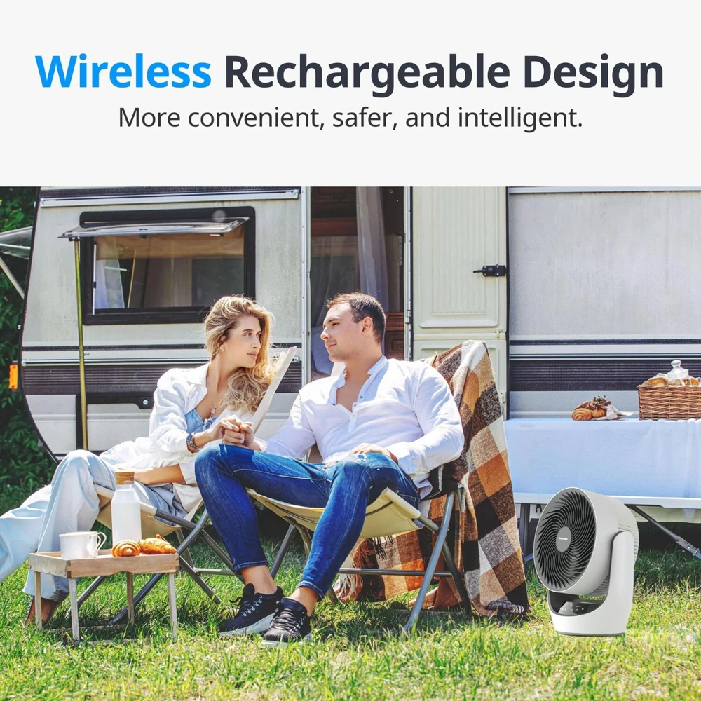 Switchbot Oro cirkuliacijos ventiliatorius W3800510, 24W, 3600mAh, 24dB, 90°, 4 greičiai, baltas, Alexa, Google Home, IFTTT, USB-C