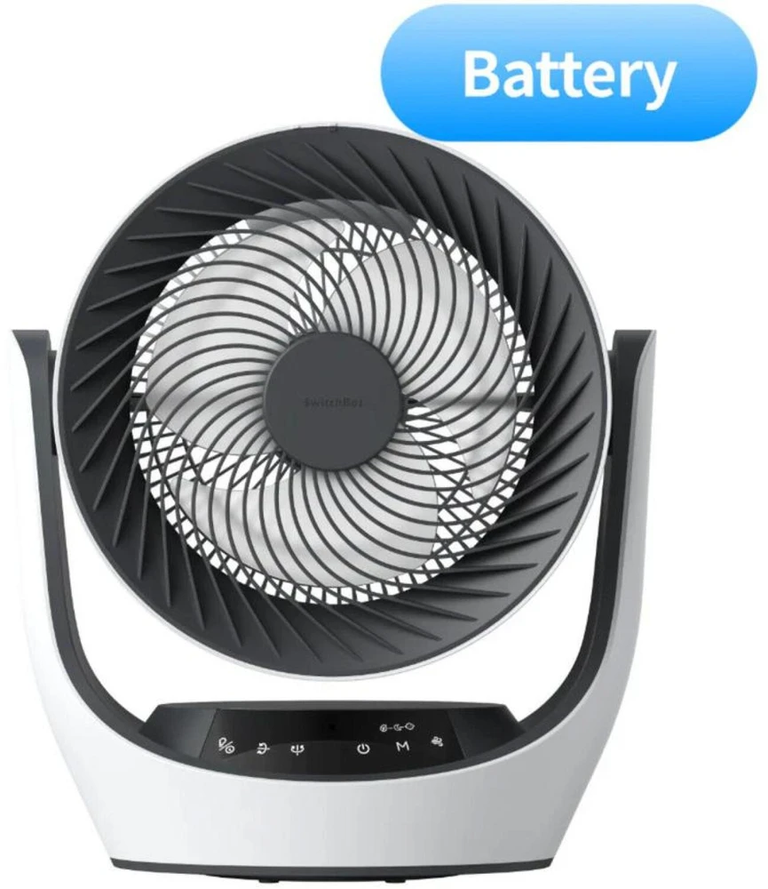 Switchbot Oro cirkuliacijos ventiliatorius W3800510, 24W, 3600mAh, 24dB, 90°, 4 greičiai, baltas, Alexa, Google Home, IFTTT, USB-C