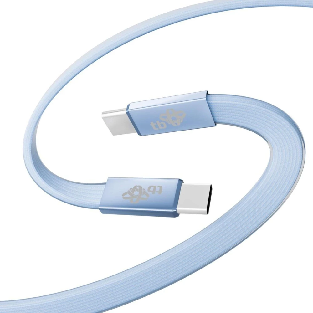TB Kabelis USB C - USB C 1m płaski mėlynas (AKTBXKUCCFLAT1N)