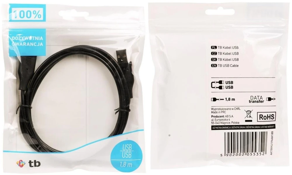 Maitinimo laidas TB, USB 2.0, 1,8m