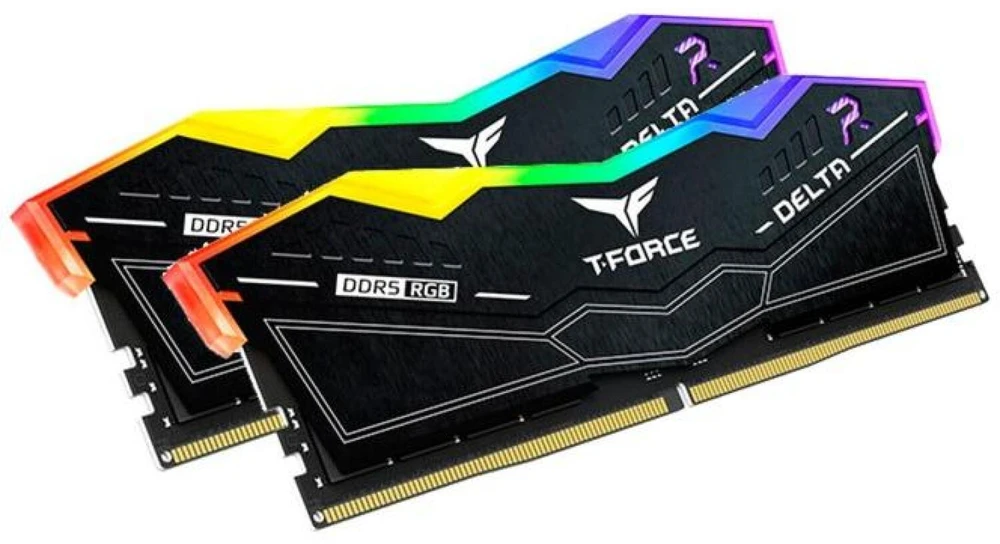 RAM DDR5 Team Group T-FORCE D-ELTA RGB atmintis 32GB (2x16GB) 6400MHz CL32 1.35V juoda