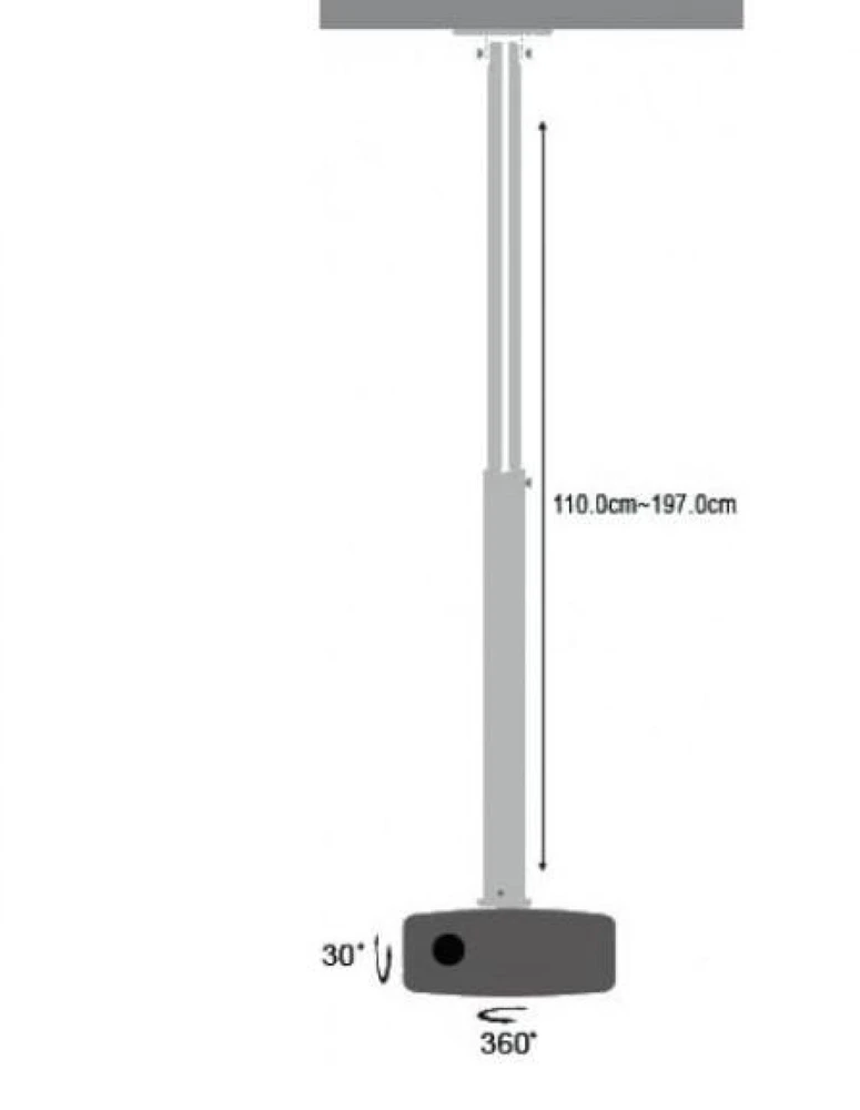 Projektorius TECHLY 301597 Techly Universal projector lubinis laikiklis mount 110-197 cm 15 kg sidabrinis