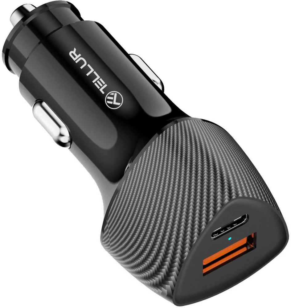 Tellur FCC10 car charger 38W, 6A (PD20W + QC3.0) juodas