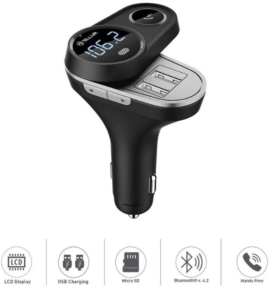 Automobilinis Bluetooth FM siųstuvas Tellur FMT-B5, juodas