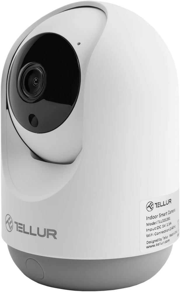 „Tellur“ išmanioji „WiFi“ vidaus kamera, su horizontalia ir vertikalia jungtimi, 3 MP, „UltraHD“, automatinis sekimas, PTZ, „Baltas“