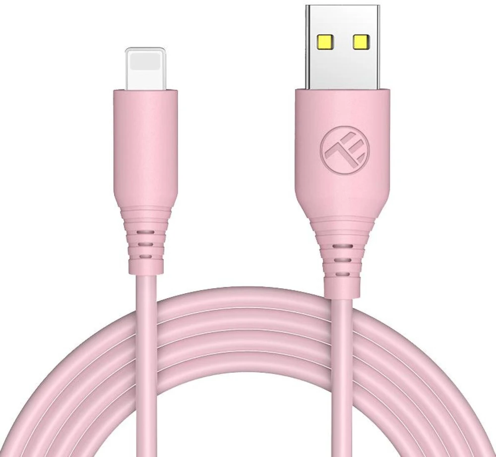 Tellur Silikono USB į Lightning kabelis 3A 1m rožinis
