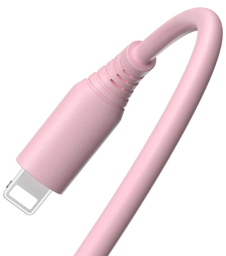 Tellur Silikono USB į Lightning kabelis 3A 1m rožinis