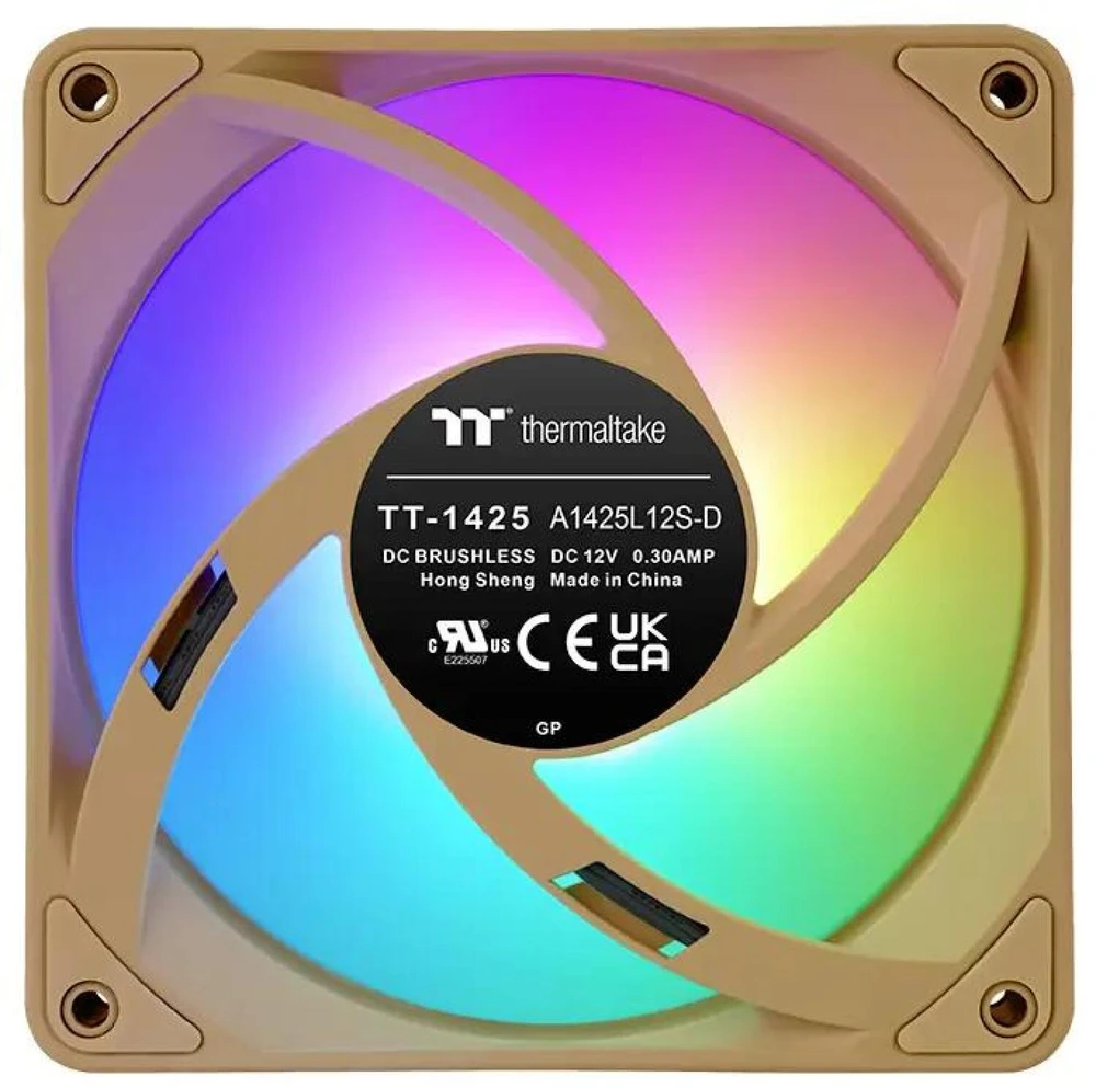 140 mm „Thermaltake CT140 EX Reverse ARGB Sync“ kompiuterio aušinimo ventiliatorius, žvyro ir smėlio spalvos, 3 vnt.
