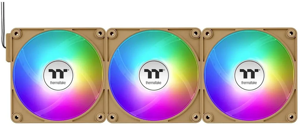 140 mm „Thermaltake CT140 EX Reverse ARGB Sync“ kompiuterio aušinimo ventiliatorius, žvyro ir smėlio spalvos, 3 vnt.