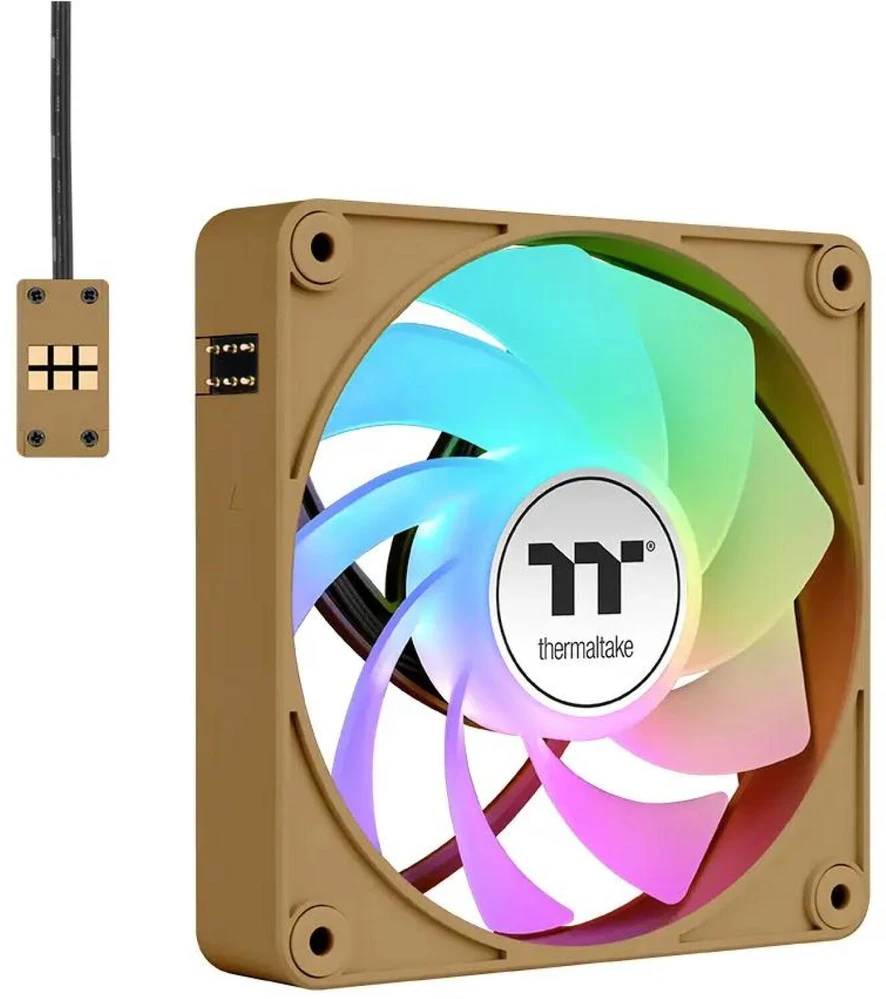 140 mm „Thermaltake CT140 EX Reverse ARGB Sync“ kompiuterio aušinimo ventiliatorius, žvyro ir smėlio spalvos, 3 vnt.