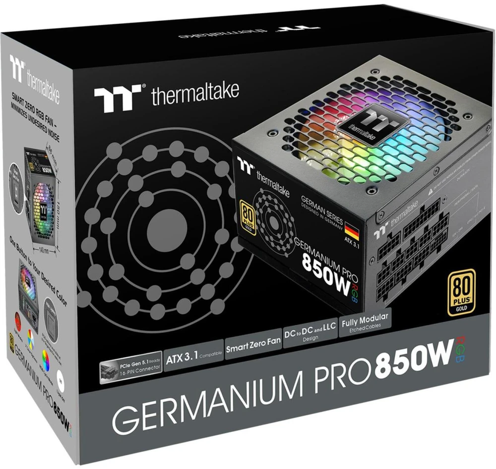 „Thermaltake“ 850 W „Germanium Pro RGB“ plokštė