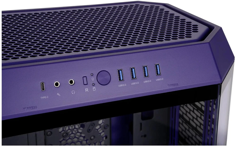 „Thermaltake The Tower 600“, bokšto formos korpusas – violetinis, grūdintas stiklas x 3