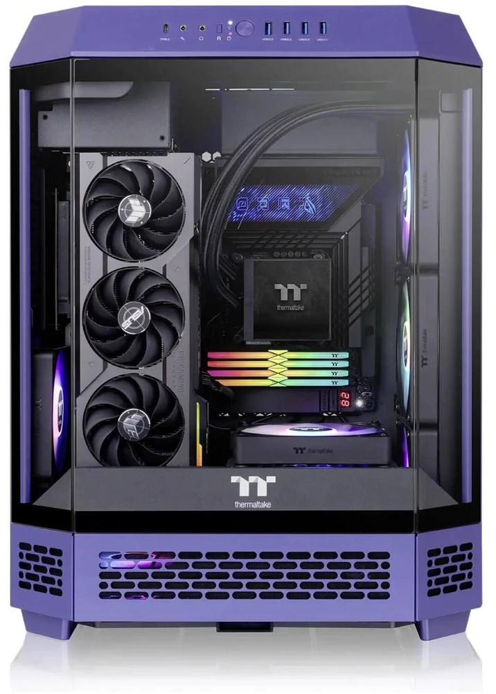 „Thermaltake The Tower 600“, bokšto formos korpusas – violetinis, grūdintas stiklas x 3