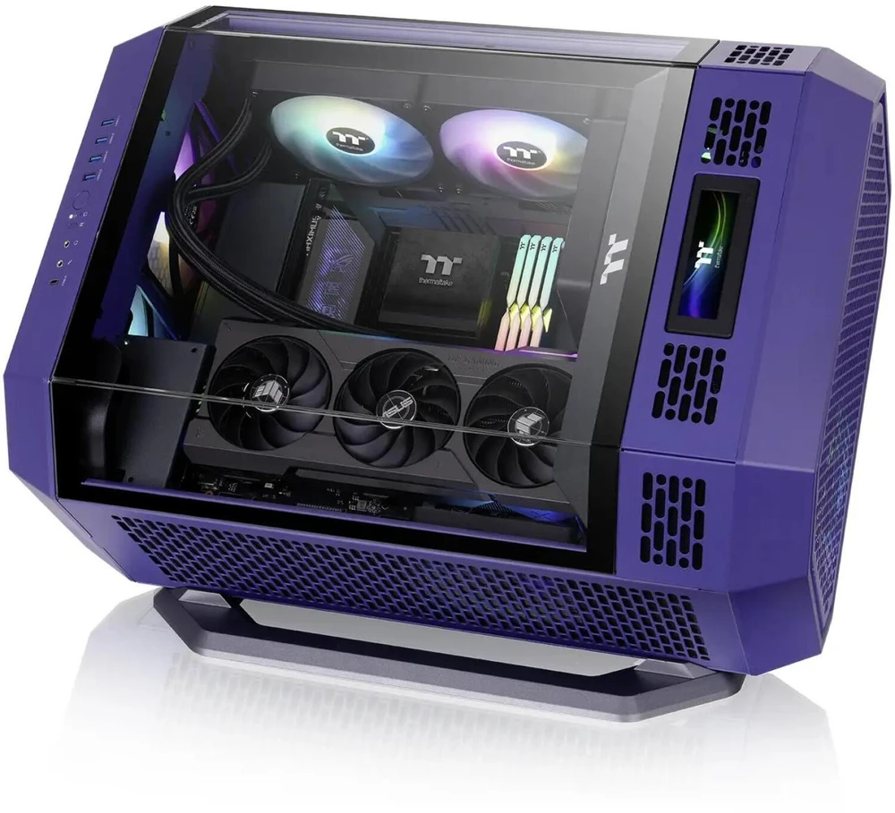 „Thermaltake The Tower 600“, bokšto formos korpusas – violetinis, grūdintas stiklas x 3