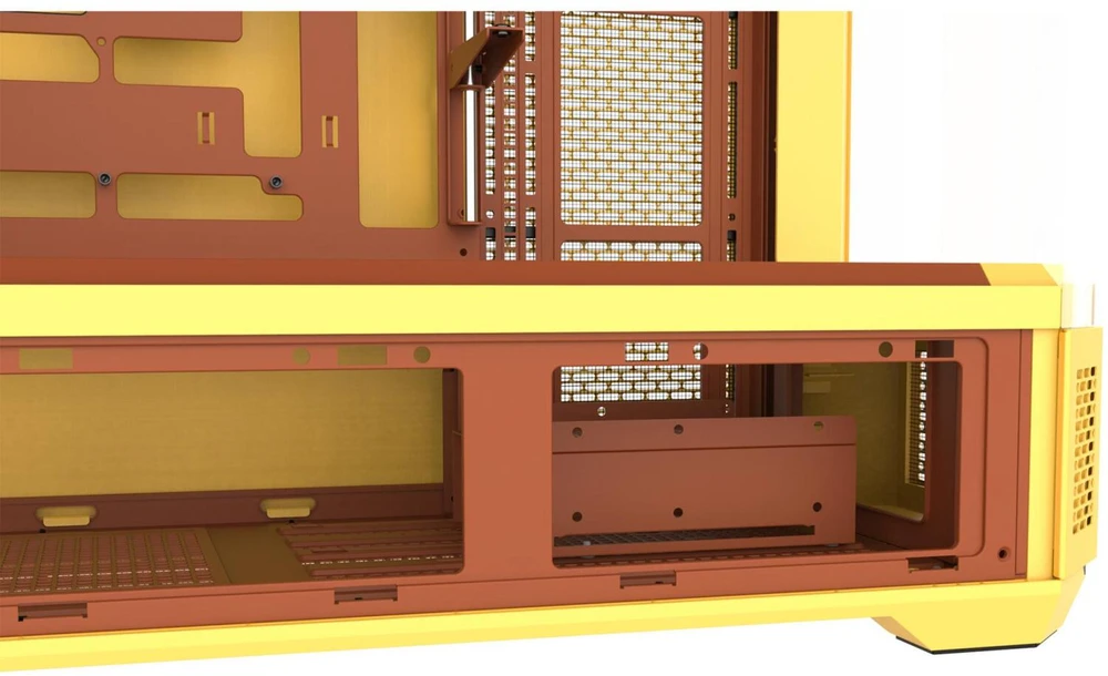 „Thermaltake View 600 TG Butter Caramel“, didelis bokšto formos korpusas – geltonas, grūdintas stiklas