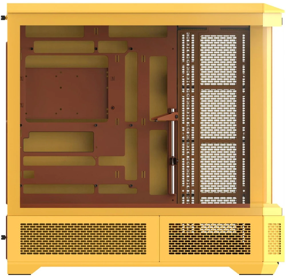 „Thermaltake View 600 TG Butter Caramel“, didelis bokšto formos korpusas – geltonas, grūdintas stiklas