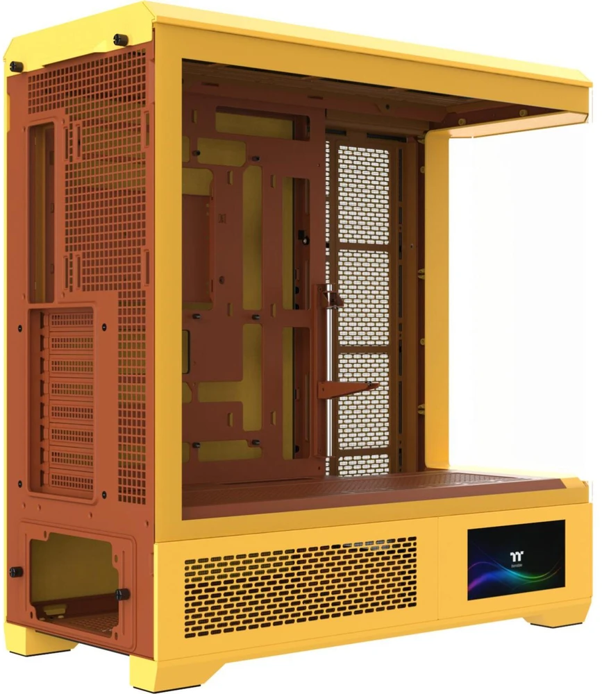 „Thermaltake View 600 TG Butter Caramel“, didelis bokšto formos korpusas – geltonas, grūdintas stiklas