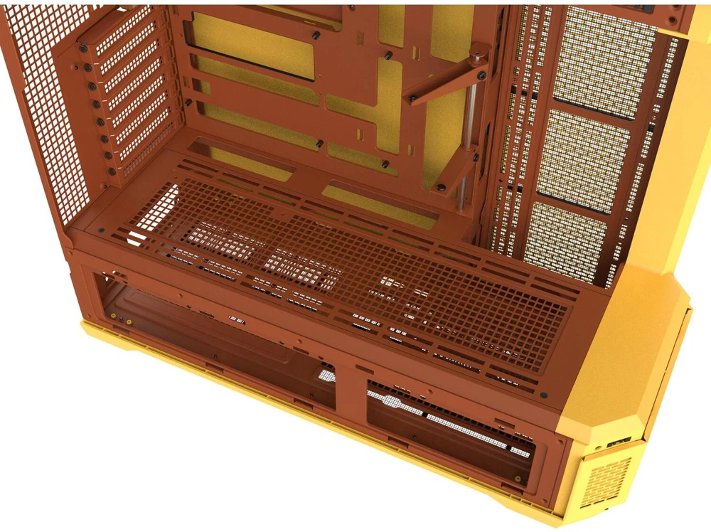 „Thermaltake View 600 TG Butter Caramel“, didelis bokšto formos korpusas – geltonas, grūdintas stiklas