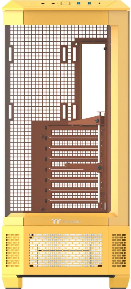 „Thermaltake View 600 TG Butter Caramel“, didelis bokšto formos korpusas – geltonas, grūdintas stiklas