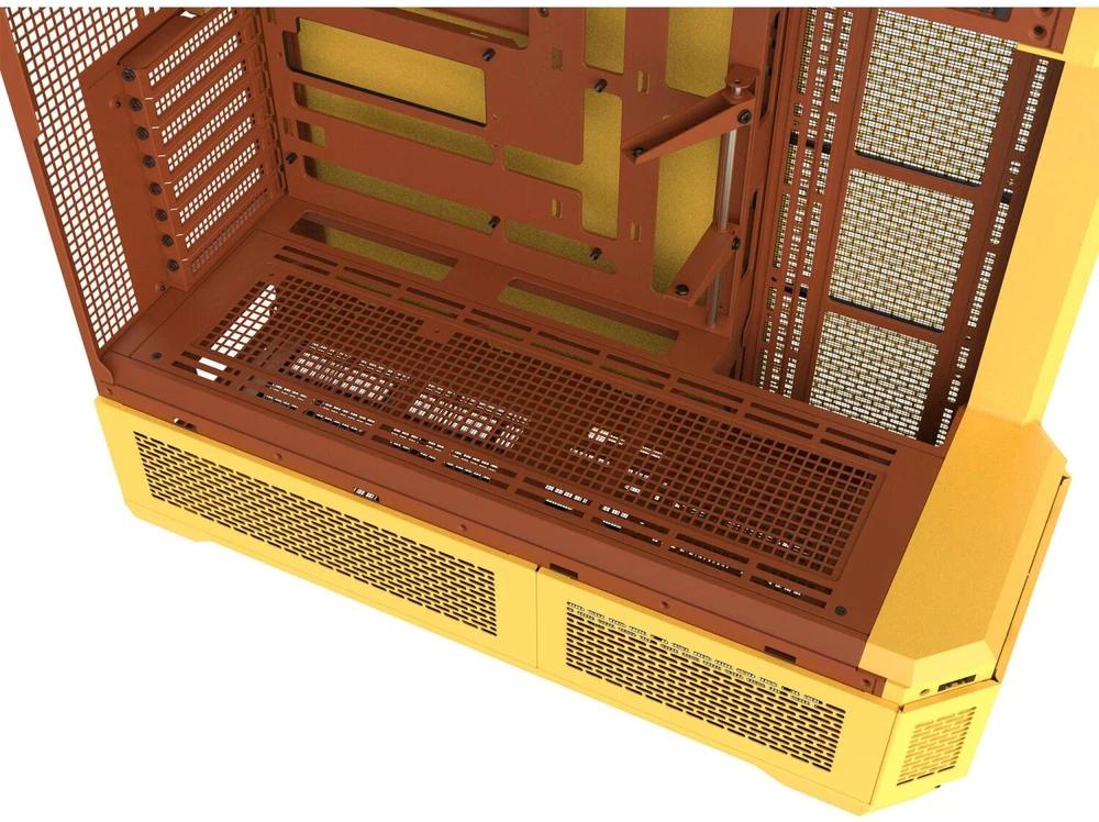 „Thermaltake View 600 TG Butter Caramel“, didelis bokšto formos korpusas – geltonas, grūdintas stiklas